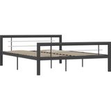 vidaXL Bedframe metaal grijs en wit 140x200 cm