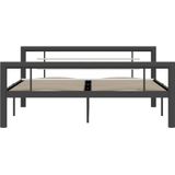 vidaXL Bedframe metaal grijs en wit 140x200 cm