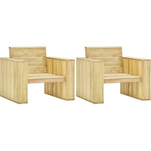 VidaXL Tuinstoelen - 2 st - 89x76x76 cm - Geïmpregneerd Grenenhout