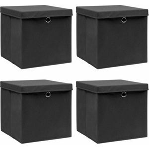 Opbergboxen - Zwart - Nonwoven Stof - Inklapbaar - Set van 4