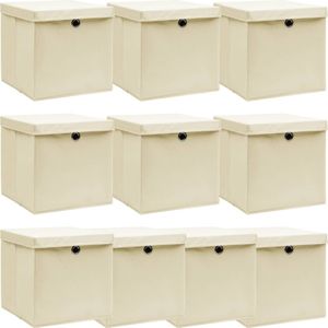 vidaXL - Opbergboxen - Crèmekleurig - Nonwoven Stof - Set van 10