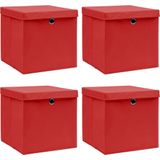 vidaXL Aufbewahrungsboxen mit Deckeln 4 Stk. Rot 32x32x32 cm Stoff