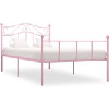 vidaXL Bedframe metaal roze 90x200 cm