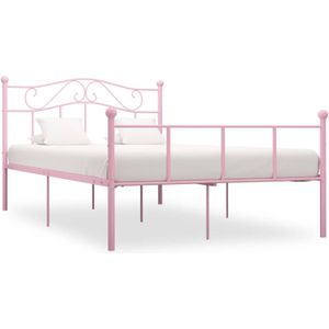 vidaXL - Bedframe - metaal - roze - 120x200 - cm