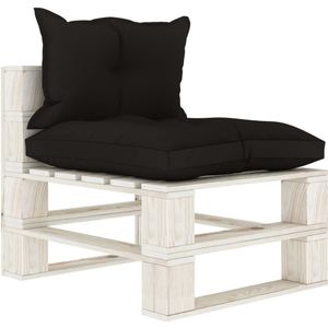 vidaXL Garten-Paletten-Mittelsofa mit Kissen in Schwarz Holz