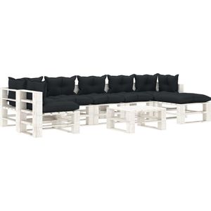 vidaXL - 8-delige - Loungeset - met - antracietkleurige - kussens - pallet - hout