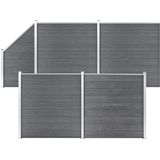 vidaXL WPC Zaun-Set 4 Quadrate + 1 Schräge 792x186 cm Grau