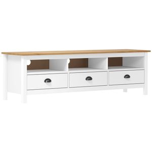 vidaXL TV-Schrank Hill Weiß 158x40x47 cm Massivholz Kiefer