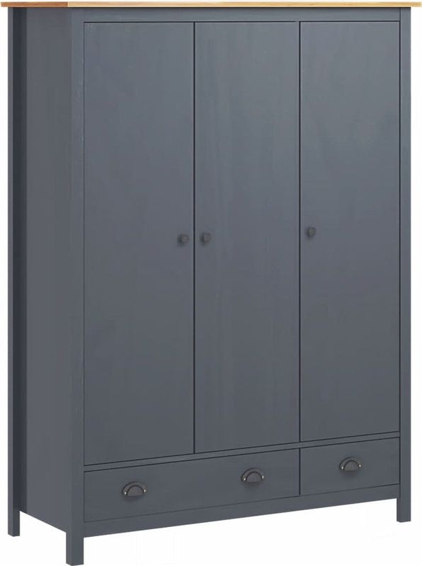 Vidaxl - Kleiderschrank mit 3 Türen Hill Grau 127x50x170 cm Kiefernholz