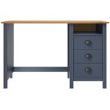 VidaXL Bureau Hill 3 Lades 120x50x74 cm Massief Grenenhout Grijs