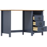 VidaXL Bureau Hill 3 Lades 120x50x74 cm Massief Grenenhout Grijs