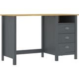 VidaXL Bureau Hill 3 Lades 120x50x74 cm Massief Grenenhout Grijs