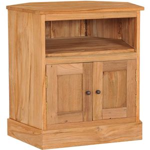 vidaXL - Hoekkast - Teakhout - 60x45x60 cm - Met 2 Deuren en Open Schap