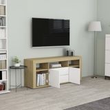 vidaXL-Tv-meubel-120x30x50-cm-spaanplaat-wit-en-sonoma-eikenkleurig