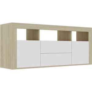 vidaXL-Tv-meubel-120x30x50-cm-spaanplaat-wit-en-sonoma-eikenkleurig