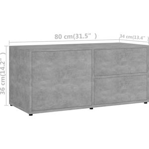 VidaXL TV-meubel 80x34x36 cm Spaanplaat Betongrijs