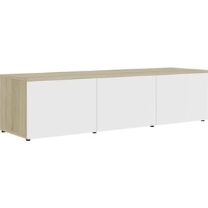 vidaXL-Tv-meubel-120x34x30-cm-spaanplaat-wit-en-sonoma-eikenkleurig