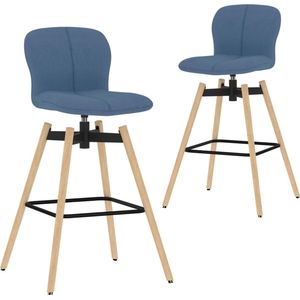 VidaXL Eetkamerstoelen 2 st. Draaibaar Stof Blauw