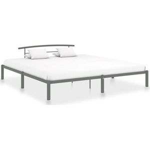 vidaXL - Bedframe - metaal - grijs - 200x200 - cm