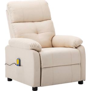 vidaXL Massagestoel - Crèmekleurig - Stof - Verstelbaar ontwerp - Massagefunctie