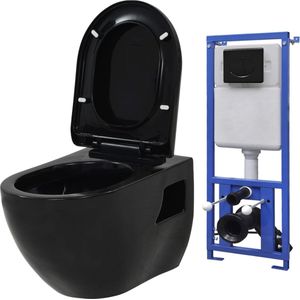 vidaXL Hangend Toilet - Keramiek - Zwart - Soft-Close Bril
