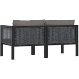 vidaXL Tweezitsbank met kussens poly rattan antraciet - 49399