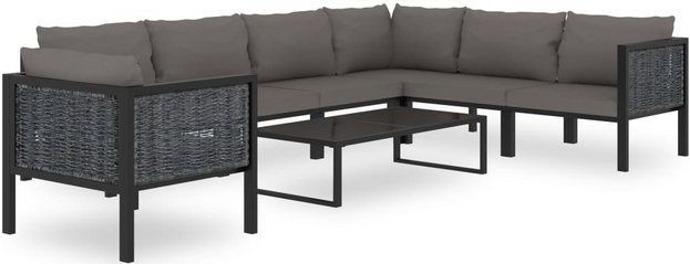 vidaXL 8-tlg. Garten-Lounge-Set mit Auflagen Poly Rattan Anthrazit