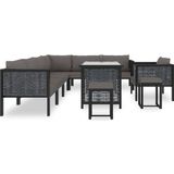 VidaXL Loungeset 10-delig met Kussens - Poly Rattan Antraciet