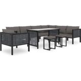 VidaXL Loungeset 10-delig met Kussens - Poly Rattan Antraciet