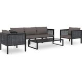 VidaXL Loungeset 6-delig met Kussens - Poly Rattan Antraciet