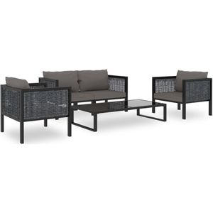 vidaXL 5-tlg. Garten-Lounge-Set mit Auflagen Poly Rattan Anthrazit