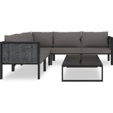 VidaXL Loungeset 6-delig met Kussens - Poly Rattan Antraciet