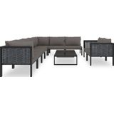 vidaXL 10-delige Loungeset met kussens poly rattan antraciet