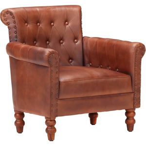 VidaXL Fauteuil Echt Geitenleer Bruin