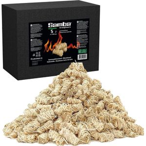 Samba Houtwol, Aanmaakhoutwol, Aanmaakkrullen, Wokkels - 5 Kilo Voordeelverpakking