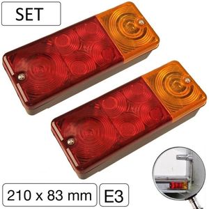 Pro Plus Driekamer Aanhangwagen Achterlicht 210 x 83 mm - Prijs per Set