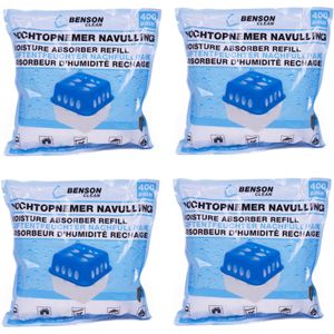 Benson Navulling vochtopnemer - 400 gram - 4 stuks - langdurige werking - tegen schimmel en geurtjes
