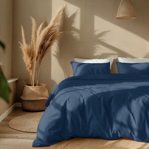 Presence Plain Percale Dekbedovertrek Navy Percale katoen