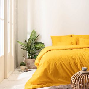 Presence Plain Percale Dekbedovertrek Okergeel Percale katoen