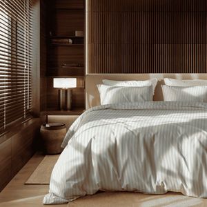 Presence - Dekbedovertrek - Wit/Blauw/Bruin/Grijs/Antraciet - Katoen-satijn - Dessin: Strepen