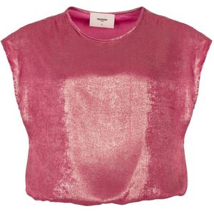 Freebird Blouse Roze - Metallic - Ronde Hals