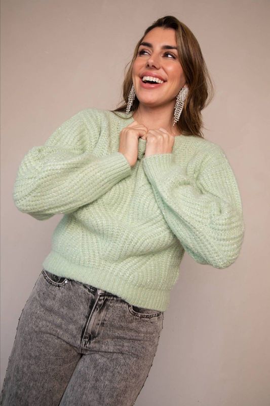 Freebird - Kathleen - Gebreide Trui - Groen - Wol