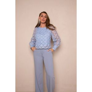 Freebird - Tamara - Blousetop - Lichtblauw - Lange Pofmouwen
