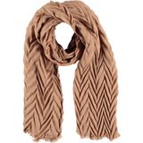 Sarlini Langwerpige Woven Plisse Sjaal Camel