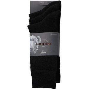 Apollo - Merinowollen Sokken - Zwart - Badstof Zool - 3-pack