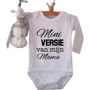 Rompertje baby tekst cadeau eerste moederdag Mini versie van mijn mama | Lange mouw | wit | maat 74/80