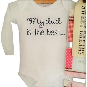 Baby unisex Rompertje tekst papa cadeau eerste vaderdag | My dad is the best | Lange mouw | wit | maat 50-56 jongen meisje