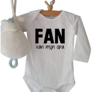 Baby Rompertje met tekst Fan van mijn opa | Lange mouw | wit | maat 50/56