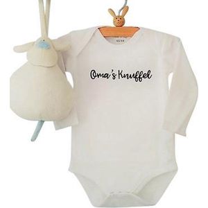 Rompertje baby oma bekendmaking je bent zwanger Oma's Knuffel Kan met oma haar naam | Lange mouw | wit | maat 50/56 aankondiging bekendmaking zwangerschap
