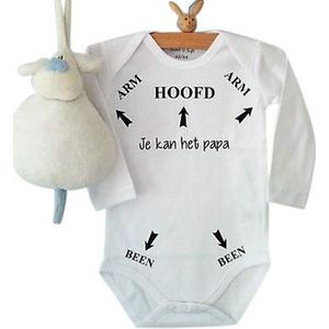 Baby Rompertje tekst opdruk  Hoofd Arm Been pijlen je kan het papa | Lange mouw | wit| maat 50/56 | liefste pap je kan het / cadeautje verjaardag / vaderdag jongen meisje unisex zwangerschap aankondiging bekendmaking